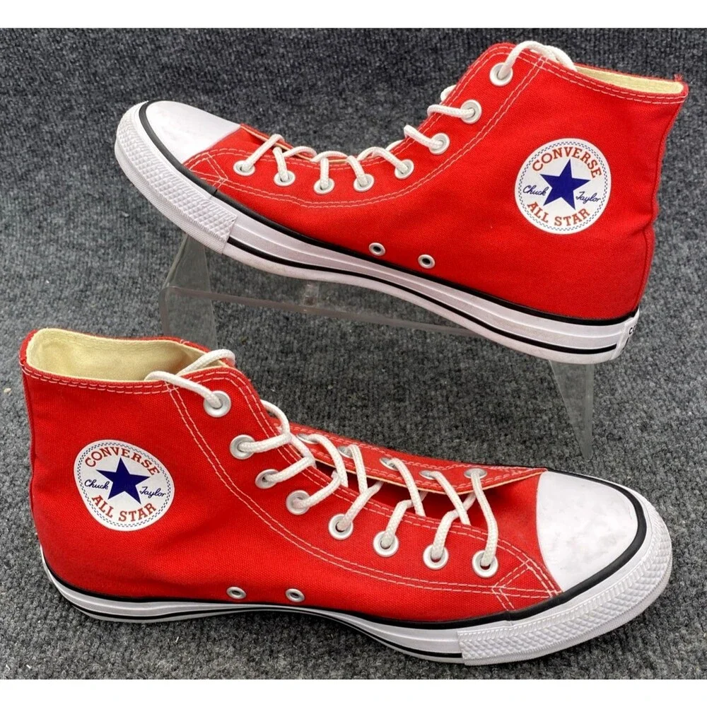 Converse Chuck Taylor All Star High Top Red Canvas Sneakers Men 10 Women 12 (156